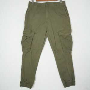 Zara Mens‎ Olive Green Cargo Jogger Pants Elastic Waist Utility Trousers Size 30